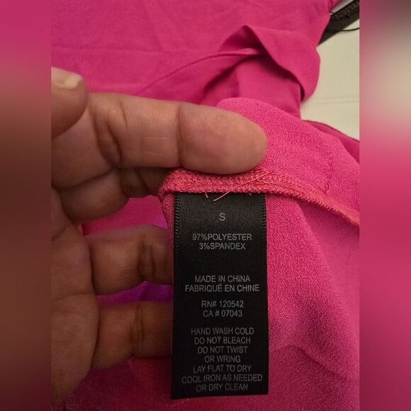 Felicity & Coco Hot Pink Shift Dress Tie Waist With Pockets Size Small - Picture 4 of 9